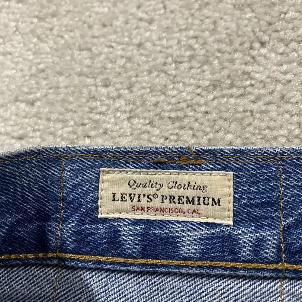 Levis 501 '93 Selvedge Jeans Mens 36x29 Blue Light Wash Straight Leg Premium